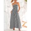 imageCUPSHE Womens Summer Maxi Dress Casual Sleeveless Square Neck Striped Beach Long Dress with PocketsBlack Striped