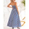 imageCUPSHE Womens Summer Maxi Dress Casual Sleeveless Square Neck Striped Beach Long Dress with PocketsBlue Striped
