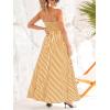 imageCUPSHE Womens Summer Maxi Dress Casual Sleeveless Square Neck Striped Beach Long Dress with PocketsCurcuma Striped