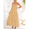 imageCUPSHE Womens Summer Maxi Dress Casual Sleeveless Square Neck Striped Beach Long Dress with PocketsCurcuma Striped