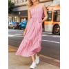 imageCUPSHE Womens Summer Maxi Dress Casual Sleeveless Square Neck Striped Beach Long Dress with PocketsPink