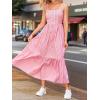 imageCUPSHE Womens Summer Maxi Dress Casual Sleeveless Square Neck Striped Beach Long Dress with PocketsPink