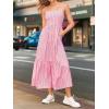 imageCUPSHE Womens Summer Maxi Dress Casual Sleeveless Square Neck Striped Beach Long Dress with PocketsPink