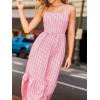 imageCUPSHE Womens Summer Maxi Dress Casual Sleeveless Square Neck Striped Beach Long Dress with PocketsPink