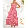 imageCUPSHE Womens Summer Maxi Dress Casual Sleeveless Square Neck Striped Beach Long Dress with PocketsRed