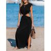 imageCUPSHE Womens Summer Maxi Dresses Sleeveless Cutout Side Slit Long Casual Dress with Padded ShouldersBlack