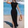 imageCUPSHE Womens Summer Maxi Dresses Sleeveless Cutout Side Slit Long Casual Dress with Padded ShouldersBlack