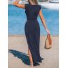 imageCUPSHE Womens Summer Maxi Dresses Sleeveless Cutout Side Slit Long Casual Dress with Padded ShouldersNavy Blue