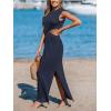 imageCUPSHE Womens Summer Maxi Dresses Sleeveless Cutout Side Slit Long Casual Dress with Padded ShouldersNavy Blue