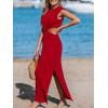 imageCUPSHE Womens Summer Maxi Dresses Sleeveless Cutout Side Slit Long Casual Dress with Padded ShouldersRed