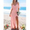 imageCUPSHE Womens Sweetheart Neck Sleeveless Wrap Ruffled Maxi Dress Bridesmaid Wedding Formal DressesPink