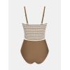 imageCUPSHE Womens Tankini Sets Square Neck Elastic High Waisted Two Piece Bathing Suits Adjustable Straps SwimwearBrownStriped