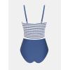 imageCUPSHE Womens Tankini Sets Square Neck Elastic High Waisted Two Piece Bathing Suits Adjustable Straps SwimwearNavyStriped