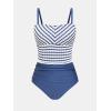 imageCUPSHE Womens Tankini Sets Square Neck Elastic High Waisted Two Piece Bathing Suits Adjustable Straps SwimwearNavyStriped