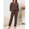imageCUPSHE Womens Two Piece Outfit Sweatsuits Set Long Sleeve Loungewear Tracksuit Jogger SetBrown