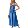 imageCUPSHE Women Casual Dress Beach Sleeveless V Neck Summer Cutout Spaghetti Straps Formal Maxi Sun DressesDenim Blue