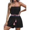 imageCUPSHE Women Swimsuit Coverup Strapless Tube Beach Cover Up Romper Smocked Swimwear CoverupsBlack
