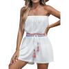 imageCUPSHE Women Swimsuit Coverup Strapless Tube Beach Cover Up Romper Smocked Swimwear CoverupsWhite