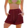 imageCUPSHE Womens Casual Shorts Drawstring Lace Swimsuit Cover Ups Beach Shorts with TasselRed