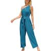 imageCUPSHE Womens Jumpsuits Sleeveless Floral One Shoulder Wide Leg Long Pants 2025 Trendy Travel Outfit PocketOcean Blue