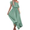 imageCUPSHE Womens Maxi Dresses Casual Summer Sundress Sleeveless Smocked One Shoulder Ruffled Long Beach Formal DressMint Green