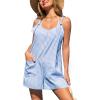 imageCUPSHE Womens Summer Sleeveless Overall Adjustable Loose Jumpsuit Beach Romper Travel Vacation Outfits with PocketsBlue Stripes