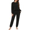 imageCUPSHE Womens Two Piece Outfit Sweatsuits Set Long Sleeve Loungewear Tracksuit Jogger SetBlack