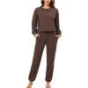 imageCUPSHE Womens Two Piece Outfit Sweatsuits Set Long Sleeve Loungewear Tracksuit Jogger SetBrown