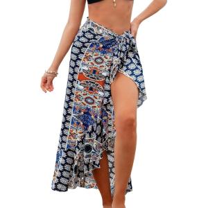imageCUPSHE Womens Sarong Cover Up Chiffon Swimwear Wrap Skirt Self Tie Ruffle Beach Cover UpsPaisley