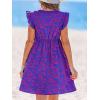 imageCUPSHE Beach Dress V Neck Cap Flutter Sleeve Lace Hollow Out Pleated Summer Mini Cover Up DressBlue Paisley
