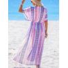 imageCUPSHE Kimono Swimsuit Coverup for Women Open Front Striped Maxi Cardigan Beach Cover UpPurple Patternd