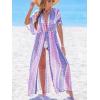 imageCUPSHE Kimono Swimsuit Coverup for Women Open Front Striped Maxi Cardigan Beach Cover UpPurple Patternd