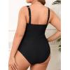 imageCUPSHE Plus Size One Piece Swimsuit for Women Ruched Underwire Bathing Suit Curvy Tummy Control SwimwearBlack