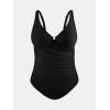 imageCUPSHE Plus Size One Piece Swimsuit for Women Ruched Underwire Bathing Suit Curvy Tummy Control SwimwearBlack