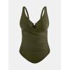imageCUPSHE Plus Size One Piece Swimsuit for Women Ruched Underwire Bathing Suit Curvy Tummy Control SwimwearDark Olive Green