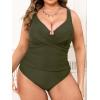 imageCUPSHE Plus Size One Piece Swimsuit for Women Ruched Underwire Bathing Suit Curvy Tummy Control SwimwearDark Olive Green