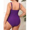 imageCUPSHE Plus Size One Piece Swimsuit for Women Ruched Underwire Bathing Suit Curvy Tummy Control SwimwearDeep Purple