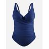 imageCUPSHE Plus Size One Piece Swimsuit for Women Ruched Underwire Bathing Suit Curvy Tummy Control SwimwearMidnight Blue