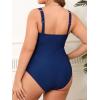 imageCUPSHE Plus Size One Piece Swimsuit for Women Ruched Underwire Bathing Suit Curvy Tummy Control SwimwearMidnight Blue