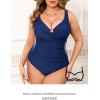 imageCUPSHE Plus Size One Piece Swimsuit for Women Ruched Underwire Bathing Suit Curvy Tummy Control SwimwearMidnight Blue