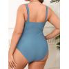 imageCUPSHE Plus Size One Piece Swimsuit for Women Ruched Underwire Bathing Suit Curvy Tummy Control SwimwearSlate Blue