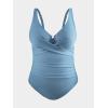 imageCUPSHE Plus Size One Piece Swimsuit for Women Ruched Underwire Bathing Suit Curvy Tummy Control SwimwearSlate Blue