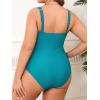 imageCUPSHE Plus Size One Piece Swimsuit for Women Ruched Underwire Bathing Suit Curvy Tummy Control SwimwearTeal