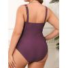imageCUPSHE Plus Size One Piece Swimsuit for Women Ruched Underwire Bathing Suit Curvy Tummy Control SwimwearWine Red
