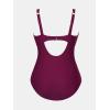 imageCUPSHE Plus Size One Piece Swimsuit for Women Tummy Control V Neck Bathing Suit Curvy Cutout Slimming SwimwearWine Red