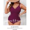 imageCUPSHE Plus Size One Piece Swimsuit for Women Tummy Control V Neck Bathing Suit Curvy Cutout Slimming SwimwearWine Red