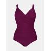 imageCUPSHE Plus Size One Piece Swimsuit for Women Tummy Control V Neck Bathing Suit Curvy Cutout Slimming SwimwearWine Red