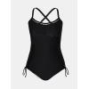 imageCUPSHE Plus Size Womens One Piece Bathing Suit Scoop Neck Swimsuit Cutouts Side Drawstring Adjustable StrapsBlack