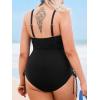 imageCUPSHE Plus Size Womens One Piece Bathing Suit Scoop Neck Swimsuit Cutouts Side Drawstring Adjustable StrapsBlack