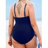 imageCUPSHE Plus Size Womens One Piece Bathing Suit Scoop Neck Swimsuit Cutouts Side Drawstring Adjustable StrapsDeep Navy